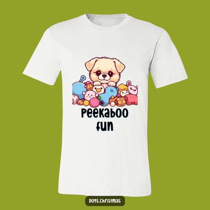 Funny Kawaii Dog T-Shirt, Fluffy Toy Peek, Cute Pup Graphic