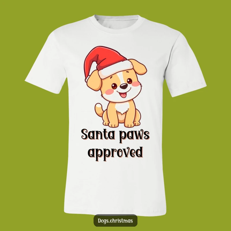 Funny Christmas Dog T-Shirt, Kawaii Santa Pup, Holiday Humor Gift