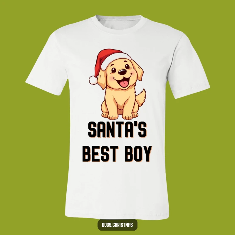 Funny Kawaii Golden Retriever Santa T-Shirt - Festive Dog Lover Tee