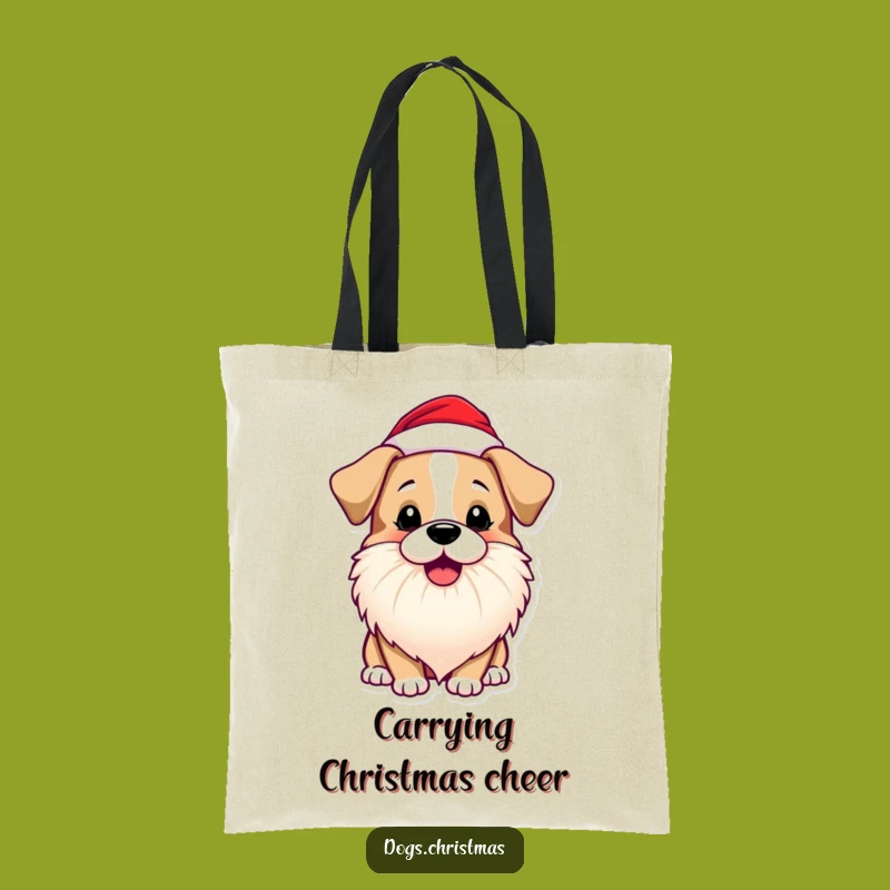 Funny Dog Santa Beard Tote: Playful Bark Bag, Holiday Gift
