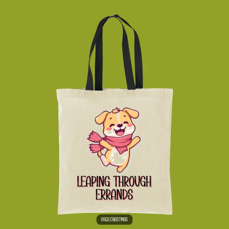Charming Funny Dog Leap Tote Bag - Happy Scarf Pup Gift
