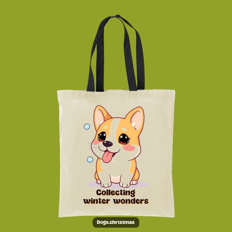 Funny Corgi Snowflake Tote Bag - Winter Dog Accessory Gift