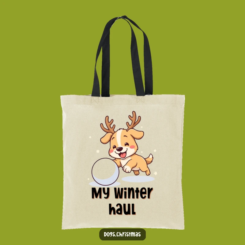Funny Antler Dog Tote Bag: Carry Your Winter Fun and Essentials