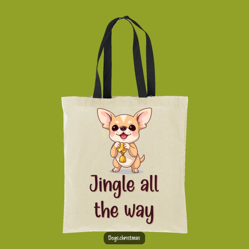 Funny Chihuahua Jingle Bell Tote Bag - Carry Your Laughs in Style