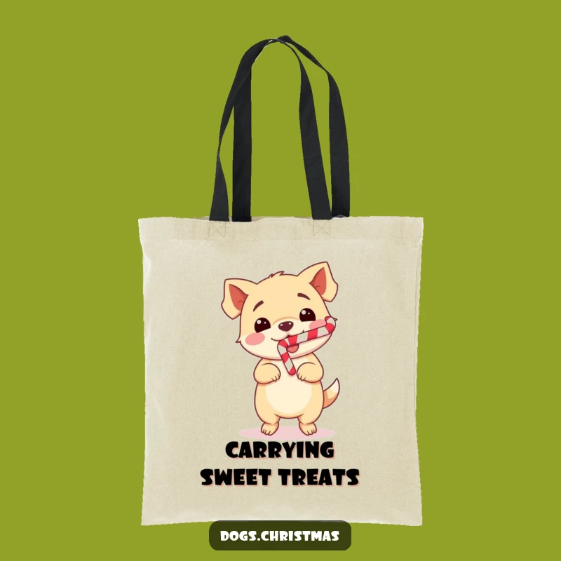Funny Dog Dance Tote Bag: Cute Kawaii Pup Candy Cane, Perfect Humorous Gift!