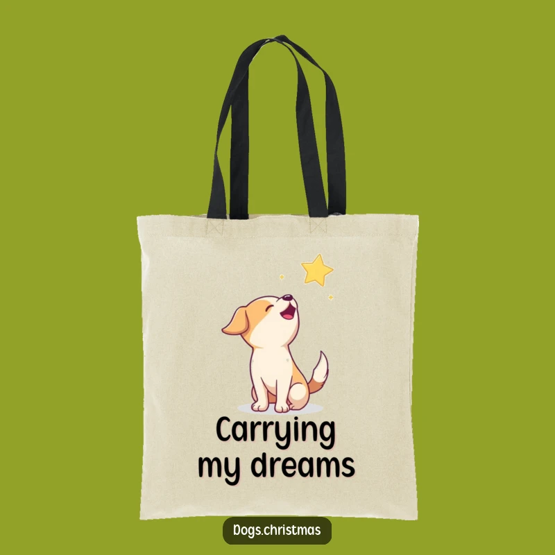 Funny Howling Dog Star Tote Bag: Happy Pup Night Carryall, Magical Whimsical Gift