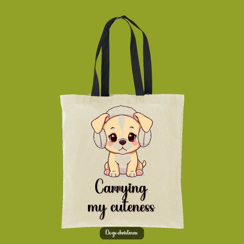 Funny Kawaii Puppy Earmuff Tote Bag: Curious Dog Carryall, Adorable Festive Gift